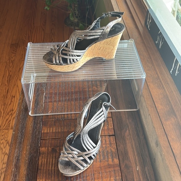 Franco Sarto Women's Artemis Metallic Pewter Heels Strappy Platform Sandals 9 M - Picture 10 of 11